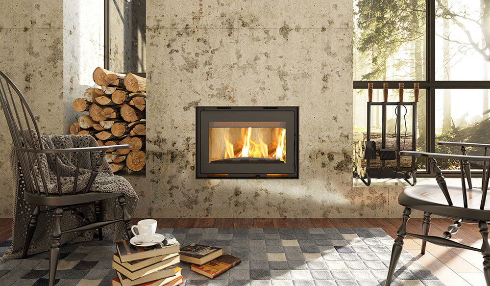Inserto de Dupla Combustão Liv202 - Imagem de uma sala de estar com inserto liv aquecimento