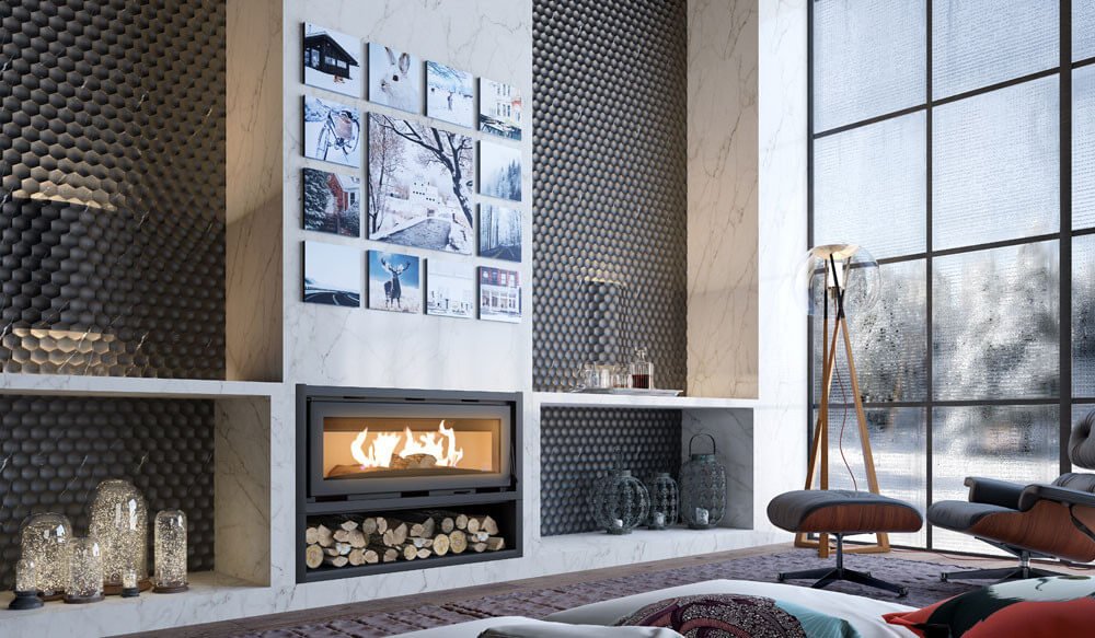 Inserto de Dupla Combustão Liv501 - Imagem de uma sala de estar com inserto liv aquecimento